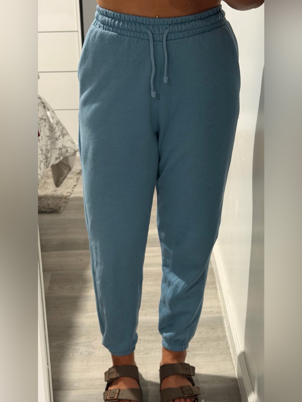 Zara Dusty Blue Drawstring Jogger Pants